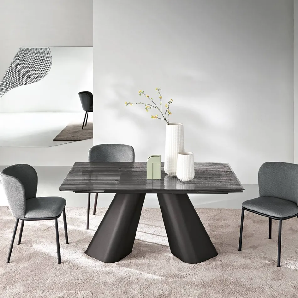 Tavolo Allungabile Fino 240 cm in Vetro Rigato Trasparente Made in Italy - Talete Viadurini