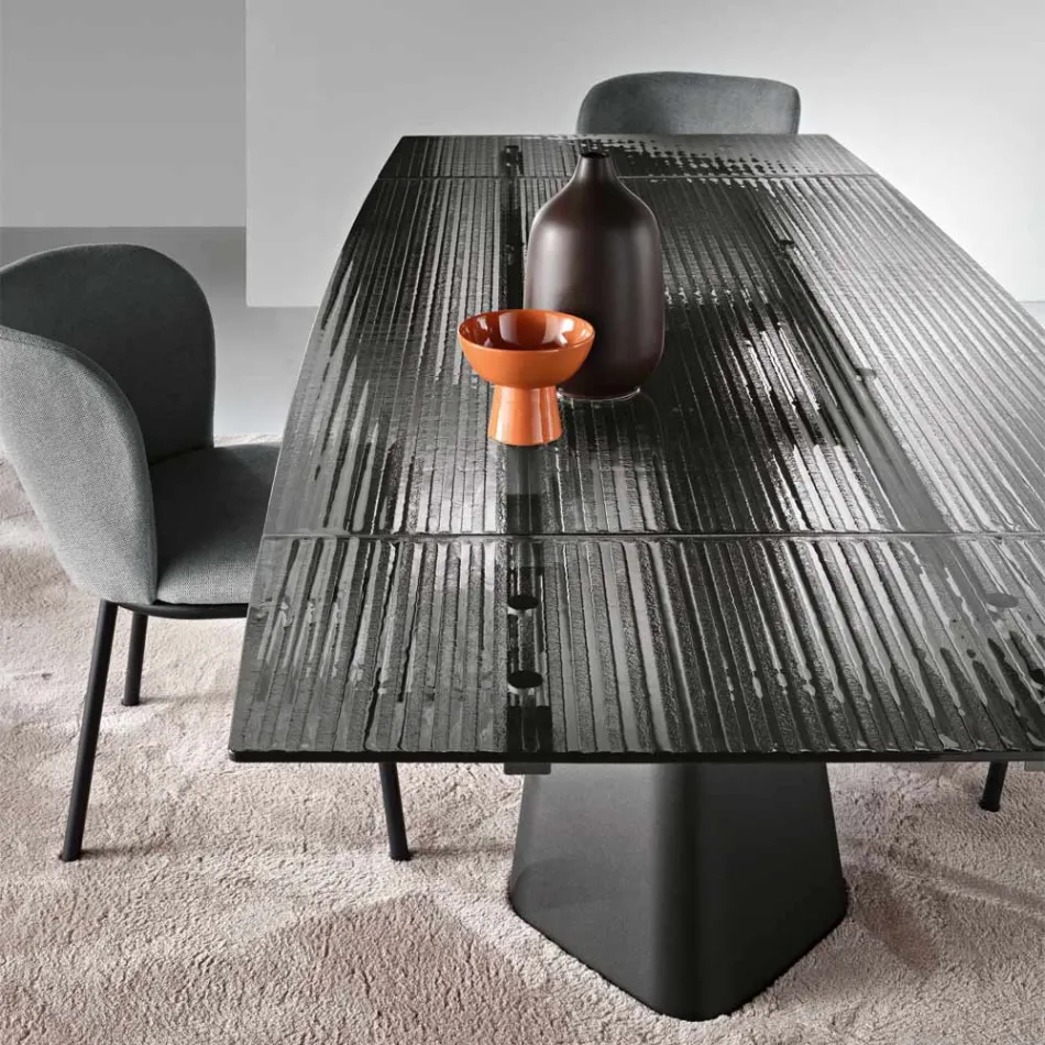 Tavolo Allungabile Fino 240 cm in Vetro Rigato Trasparente Made in Italy - Talete Viadurini