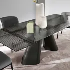 Tavolo Allungabile Fino 240 cm in Vetro Rigato Trasparente Made in Italy - Talete Viadurini