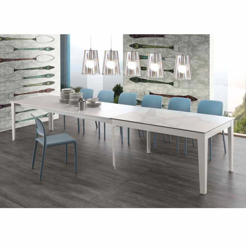 Tavolo allungabile fino 380 cm in vetroceramica e metallo Cagliari Viadurini