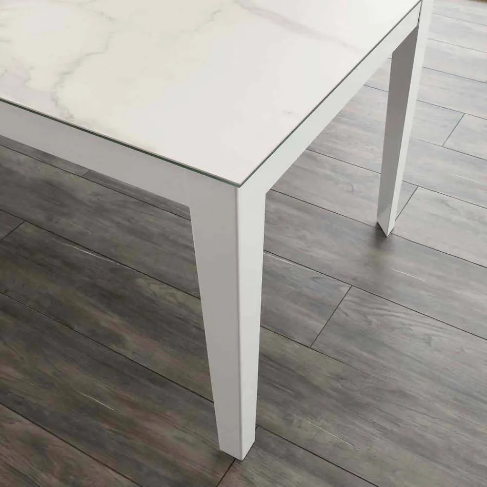 Tavolo allungabile fino 380 cm in vetroceramica e metallo Cagliari Viadurini