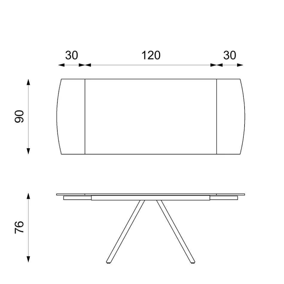 Tavolo Allungabile fino a 180 cm in Ceramica su Vetro e Metallo - Lozzolo Viadurini