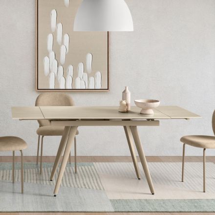 Tavolo Allungabile Fino a 180 cm in Pietra Effetto Marmo e Metallo - Numa Viadurini