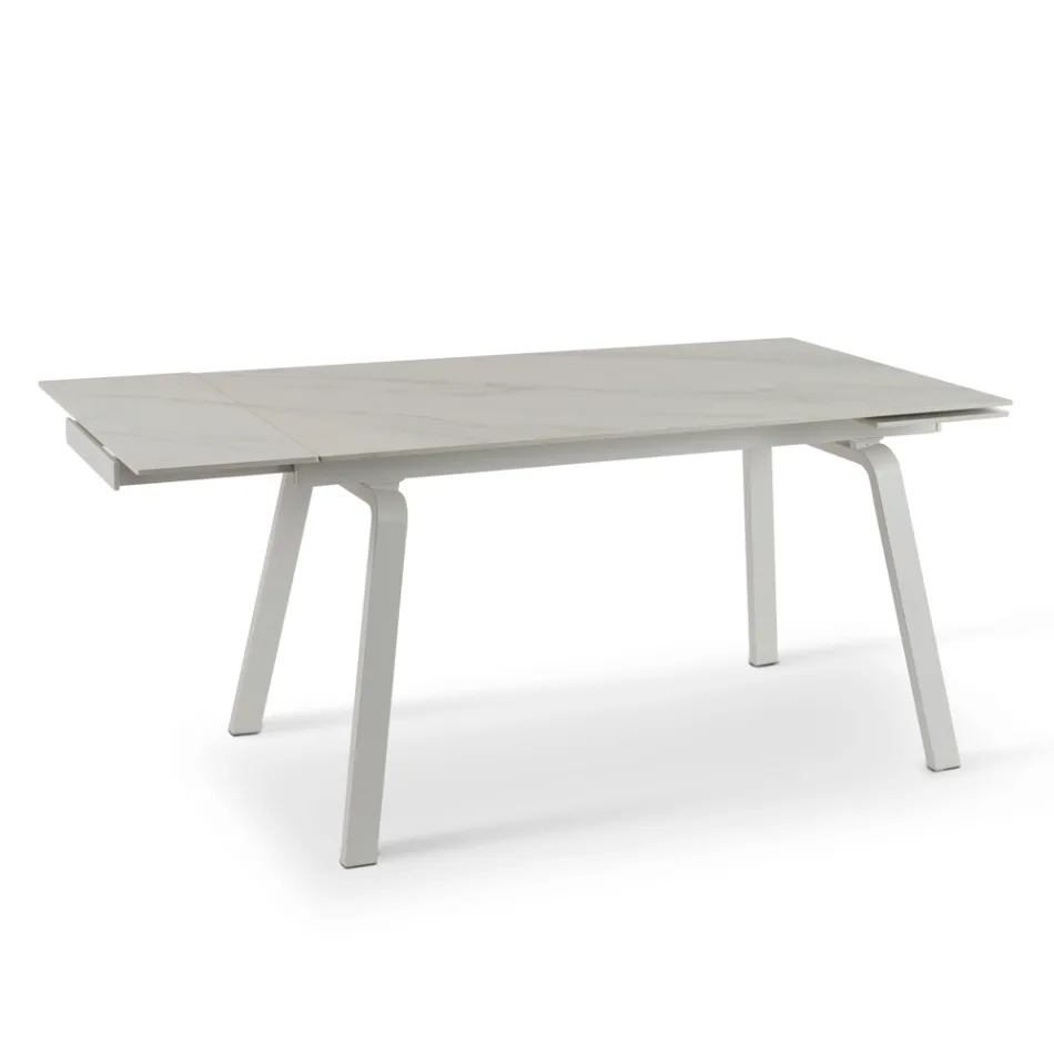 Tavolo Allungabile fino a 200 cm in Pietra Sinterizzata Effetto Marmo - Ananas Viadurini