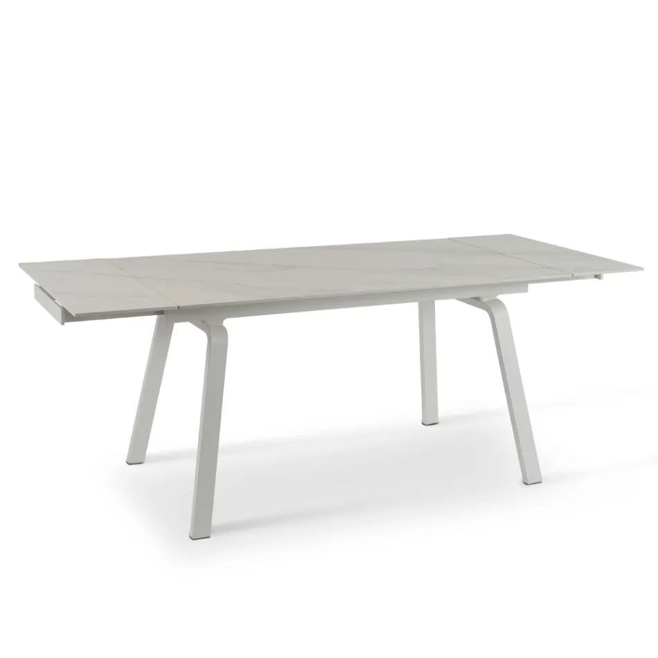 Tavolo Allungabile fino a 200 cm in Pietra Sinterizzata Effetto Marmo - Ananas Viadurini