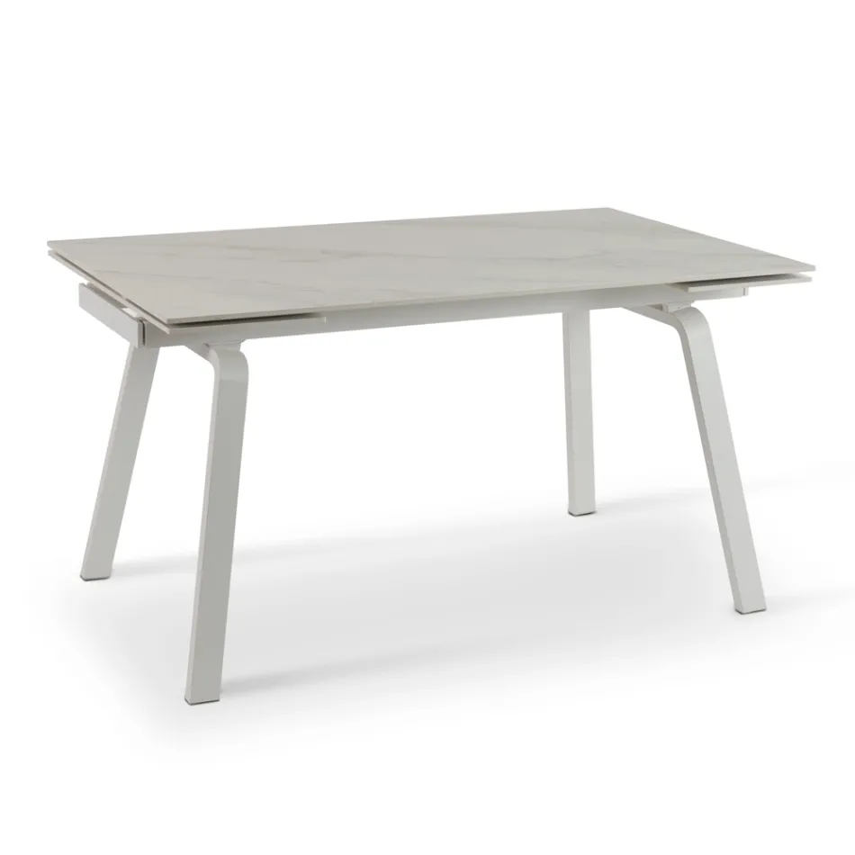 Tavolo Allungabile fino a 200 cm in Pietra Sinterizzata Effetto Marmo - Ananas Viadurini