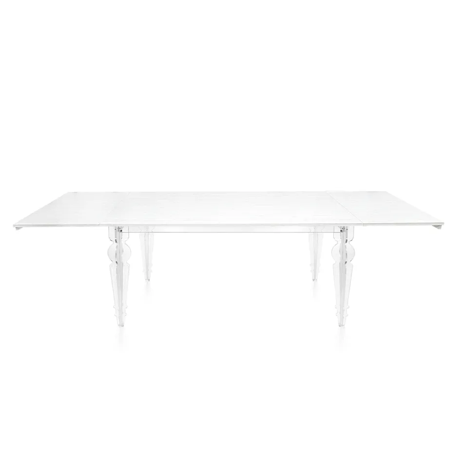 Tavolo Allungabile Fino a 255 cm in Legno e Plexiglass Made in Italy - Elide Viadurini