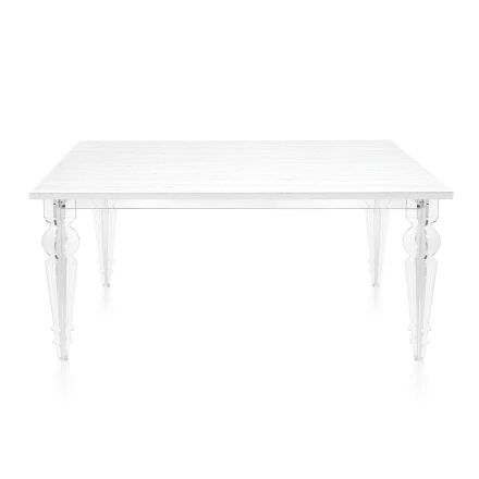 Tavolo Allungabile Fino a 255 cm in Legno e Plexiglass Made in Italy - Elide Viadurini