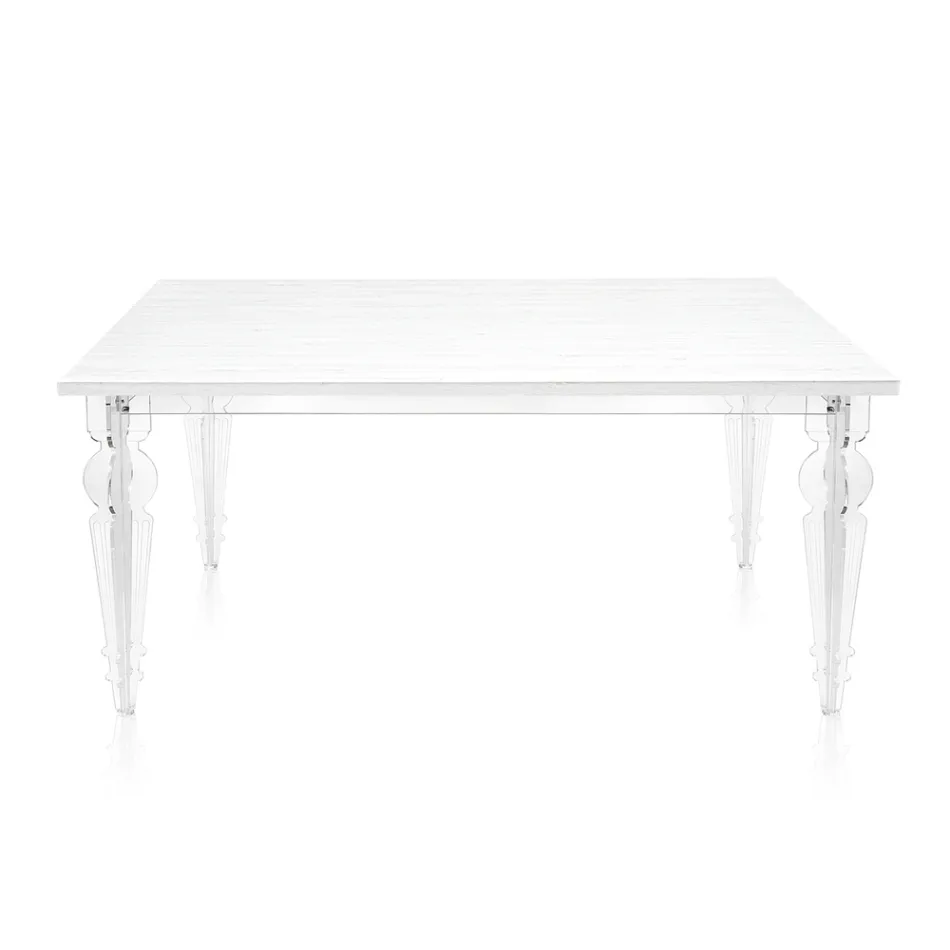 Tavolo Allungabile Fino a 255 cm in Legno e Plexiglass Made in Italy - Elide Viadurini
