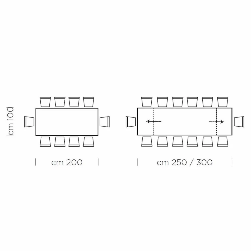 Tavolo Allungabile Fino a 300 cm in Legno e Acciaio Made in Italy - Settimmio Viadurini