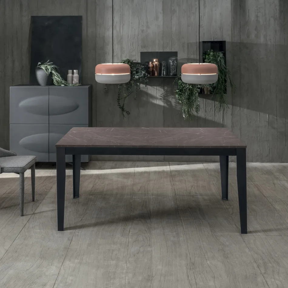 Tavolo Allungabile fino a 316 cm in Melaminico e Base in Metallo - Incenso Viadurini