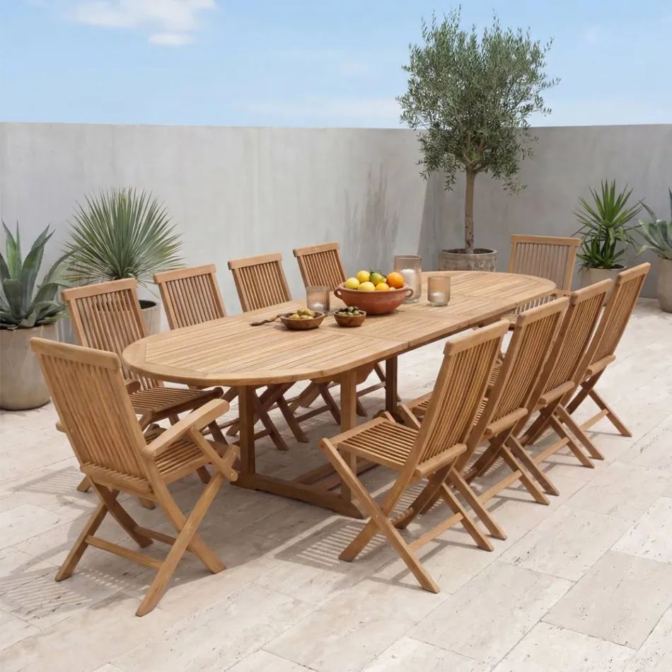Tavolo Allungabile fino a 320 cm da Giardino in Teak – Yggdrasil Viadurini