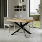 Tavolo Allungabile Fino a 440 cm in Ferro Antracite e Legno Made in Italy - Graffo Viadurini