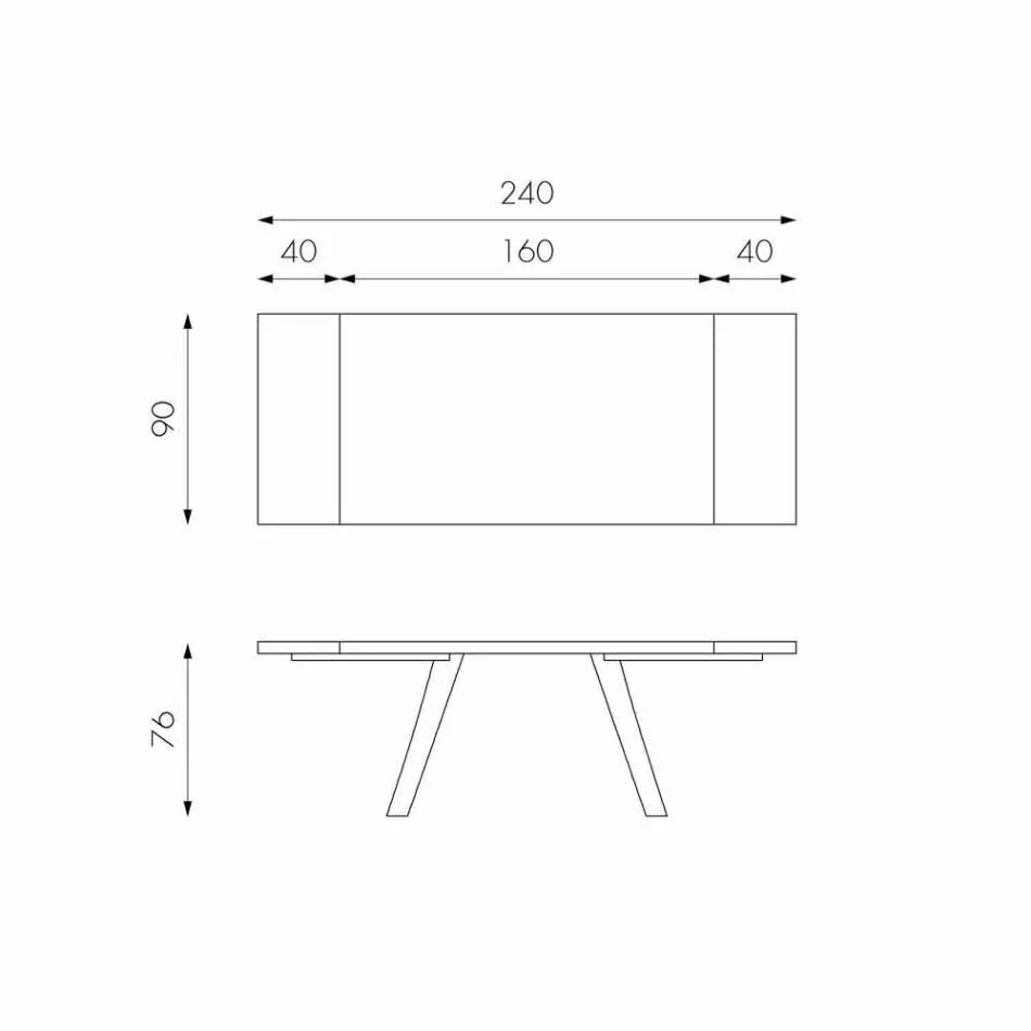 Tavolo allungabile impiallacciato rovere e metallo nero Travis Viadurini