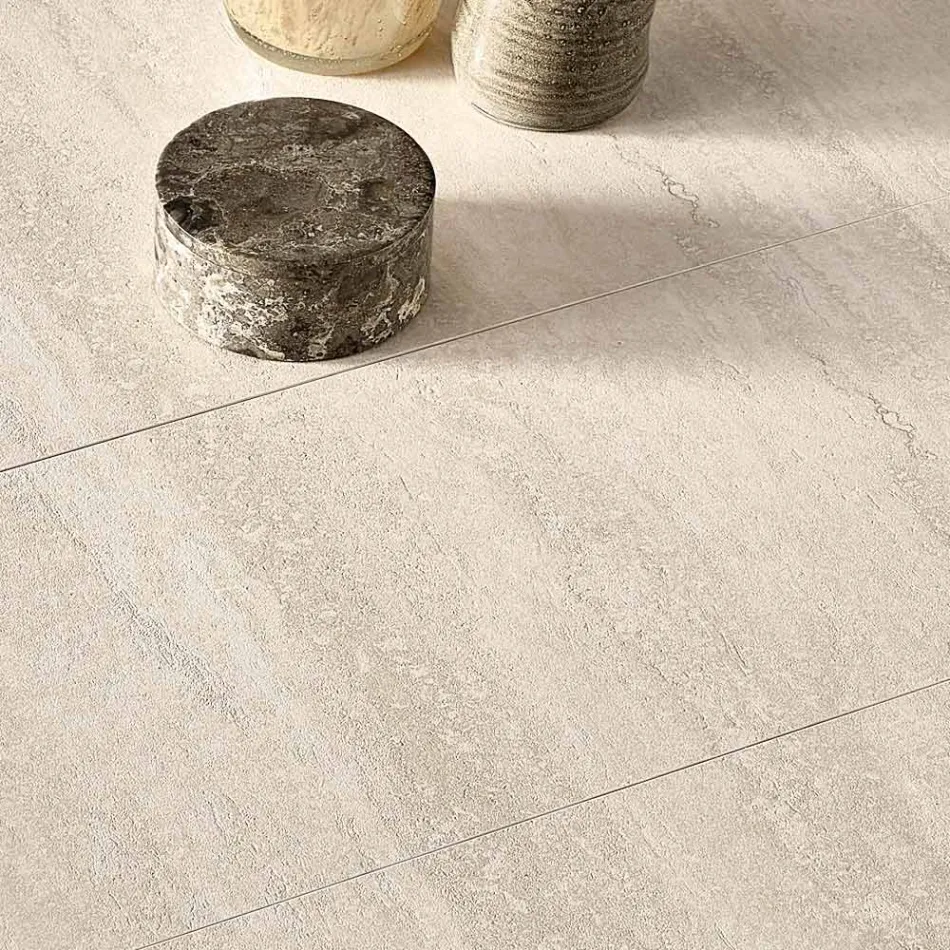 Tavolo Allungabile in Gres Porcellanato e Base in Metallo Verniciato - Arko Viadurini