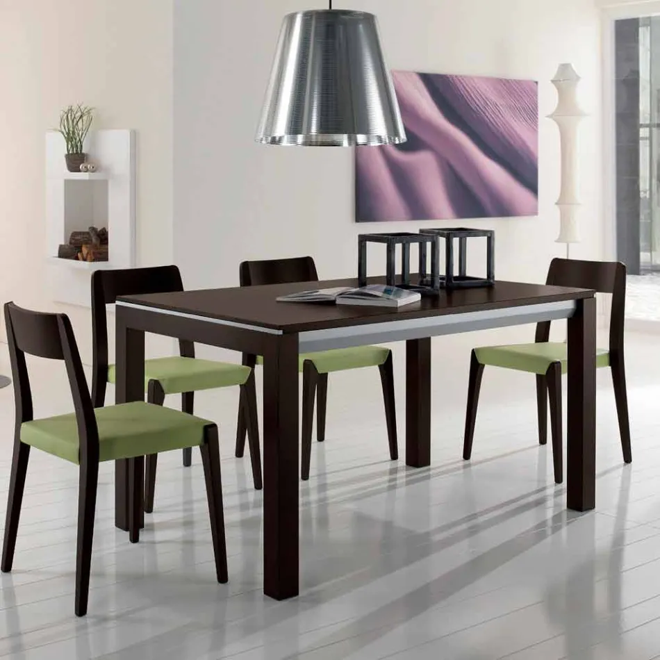 Tavolo Allungabile in Legno Frassino con Fasce Laterali Verniciato Grigio – Ketla Viadurini