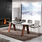 Tavolo allungabile in legno massello e vetro temperato Chad  Viadurini