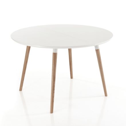 Tavolo allungabile in legno, piano bianco opaco Ian Viadurini