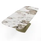 Tavolo Allungabile in Metallo e Piano in Ceramica Finitura Marmo Onice - Marche Viadurini