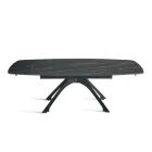 Tavolo Allungabile in Metallo e Piano in Gres Porcellananto Effetto Marmo - Vittorio Viadurini