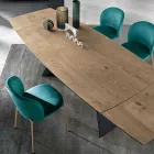 Tavolo Allungabile in Rovere Impiallacciato e Base in Metallo Verniciato - Milo Viadurini