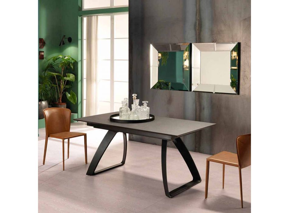 Tavolo allungabile moderno con gambe in metallo, Villongo Viadurini