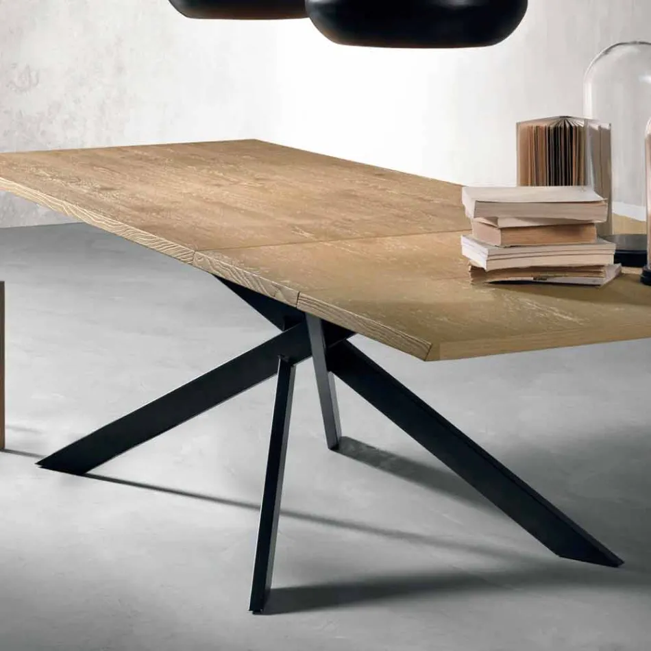 Tavolo Allungabile Moderno in Legno Rovere Made in Italy - Oncino Viadurini