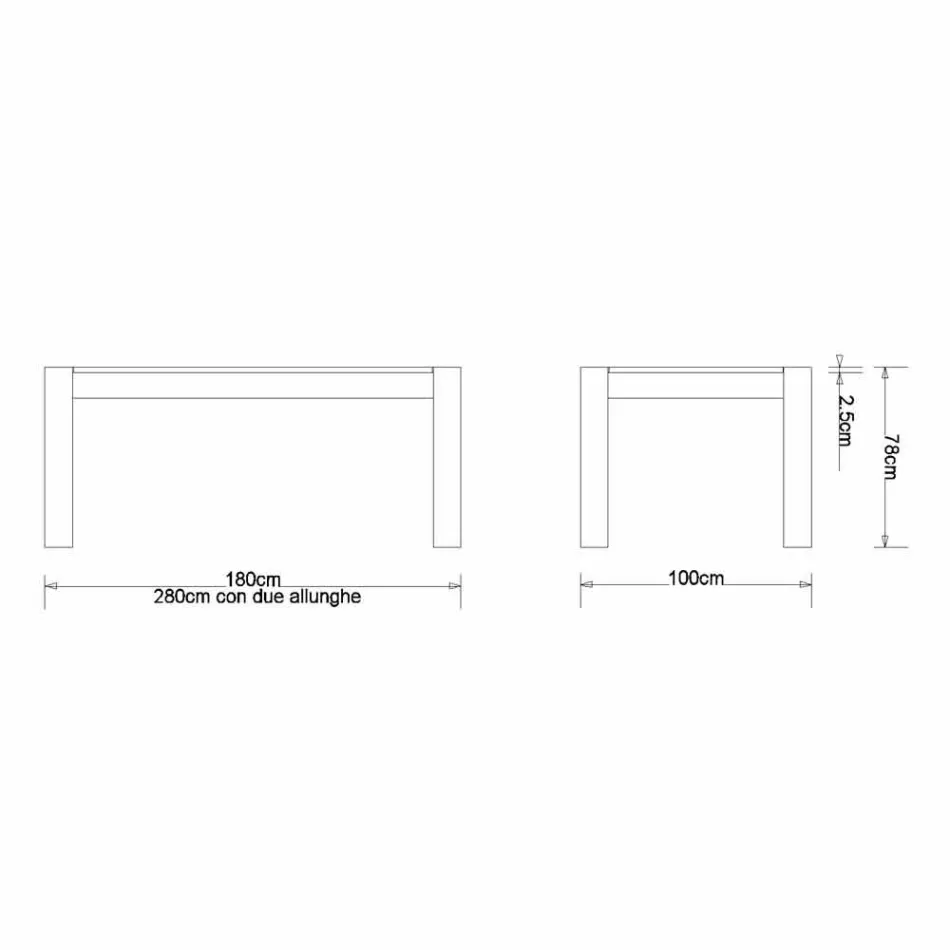 Tavolo allungabile moderno in rovere massellato,L180/280xP100cm, Jacob Viadurini