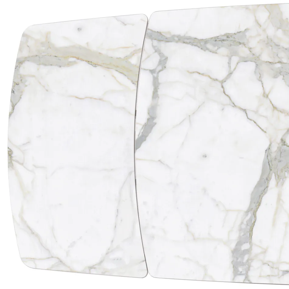 Tavolo Allungabile Realizzato con Piano in Ceramica e Base in Ferro - Incrocio Viadurini