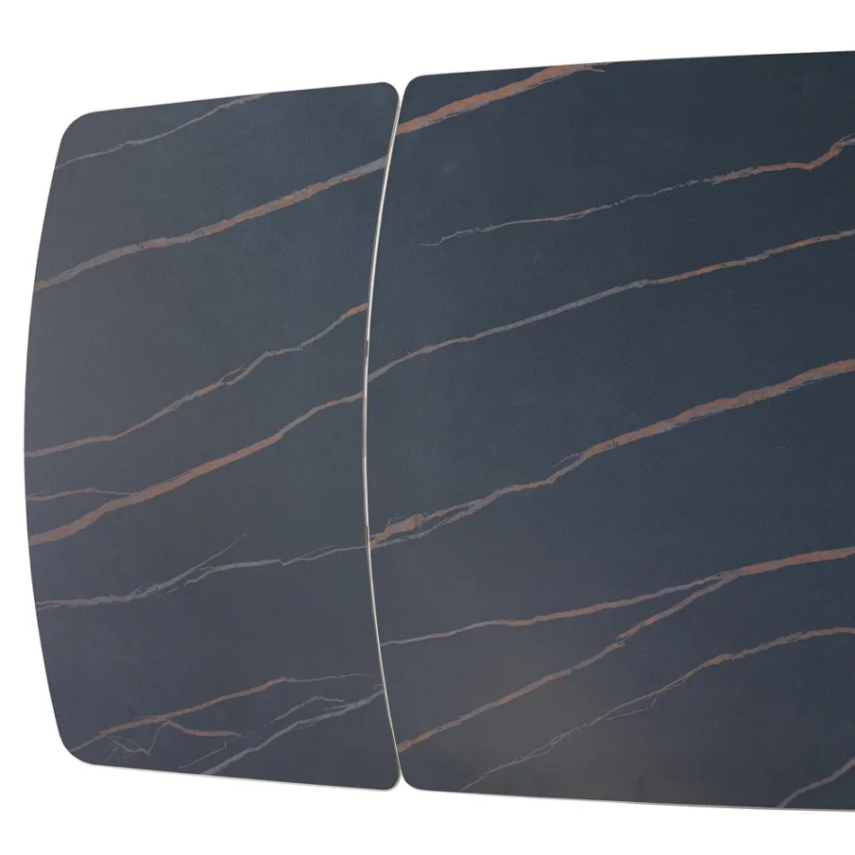 Tavolo Allungabile Realizzato con Piano in Ceramica e Base in Ferro - Incrocio Viadurini