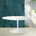 Tavolo Allungabile Tulip Saarinen H 74 cm in Ceramica Florim Bianco Lucido - Scarlet