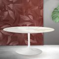 Tavolo Allungabile Tulip Saarinen H 74 cm in Ceramica Florim Calacatta Gold Opaco - Scarlet