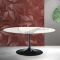 Tavolo Allungabile Tulip Saarinen H 74 cm in Ceramica Florim Statuario Opaco - Scarlet