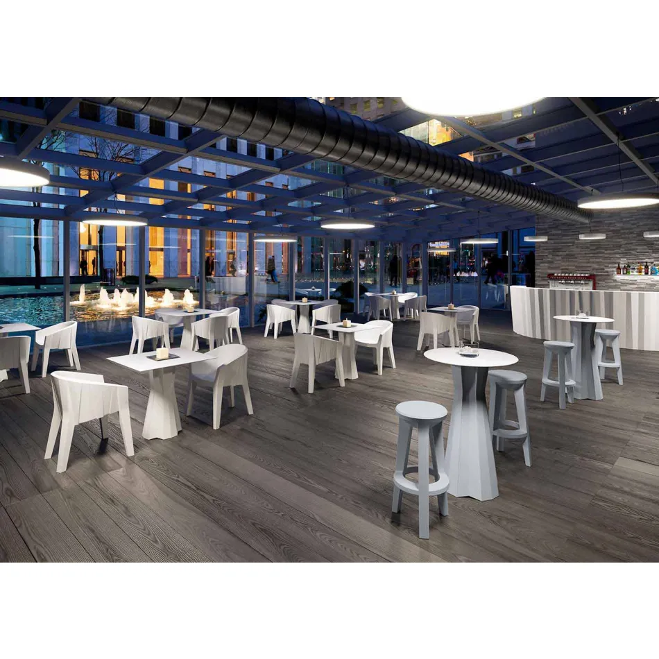 Tavolo Alto con Piano in Hpl e Base in Polietilene Made in Italy - Tinuccia Viadurini