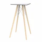 Tavolo Alto da Bar Design Quadrato in Legno e Hpl, 4 Pezzi - Faz Wood by Vondom Viadurini