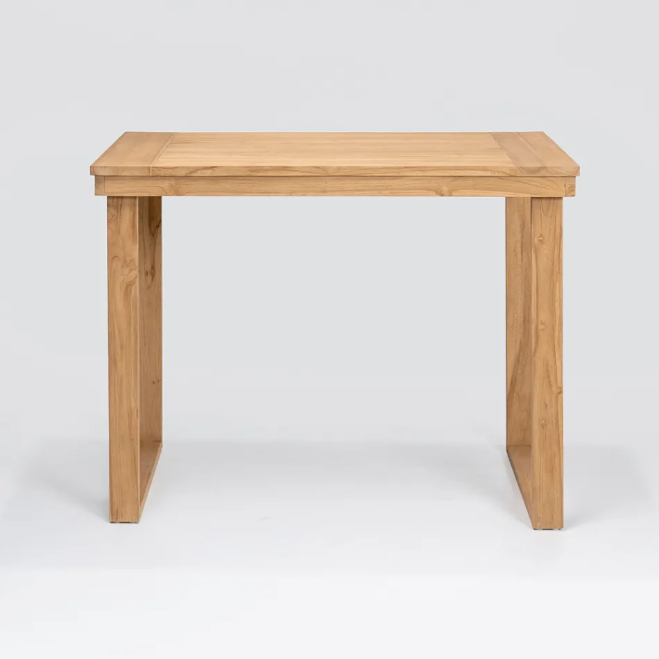 Tavolo Alto da Bar Realizzato in Teak Naturale Spazzolato - Sponda Viadurini