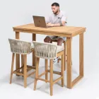 Tavolo Alto da Bar Realizzato in Teak Naturale Spazzolato - Sponda Viadurini