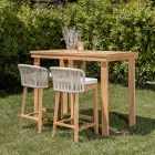 Tavolo Alto da Bar Realizzato in Teak Naturale Spazzolato - Sponda Viadurini