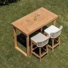 Tavolo Alto da Bar Realizzato in Teak Naturale Spazzolato - Sponda Viadurini