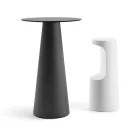Tavolo Alto da Esterno con Piano Rotondo in Hpl Made in Italy - Forlina Viadurini