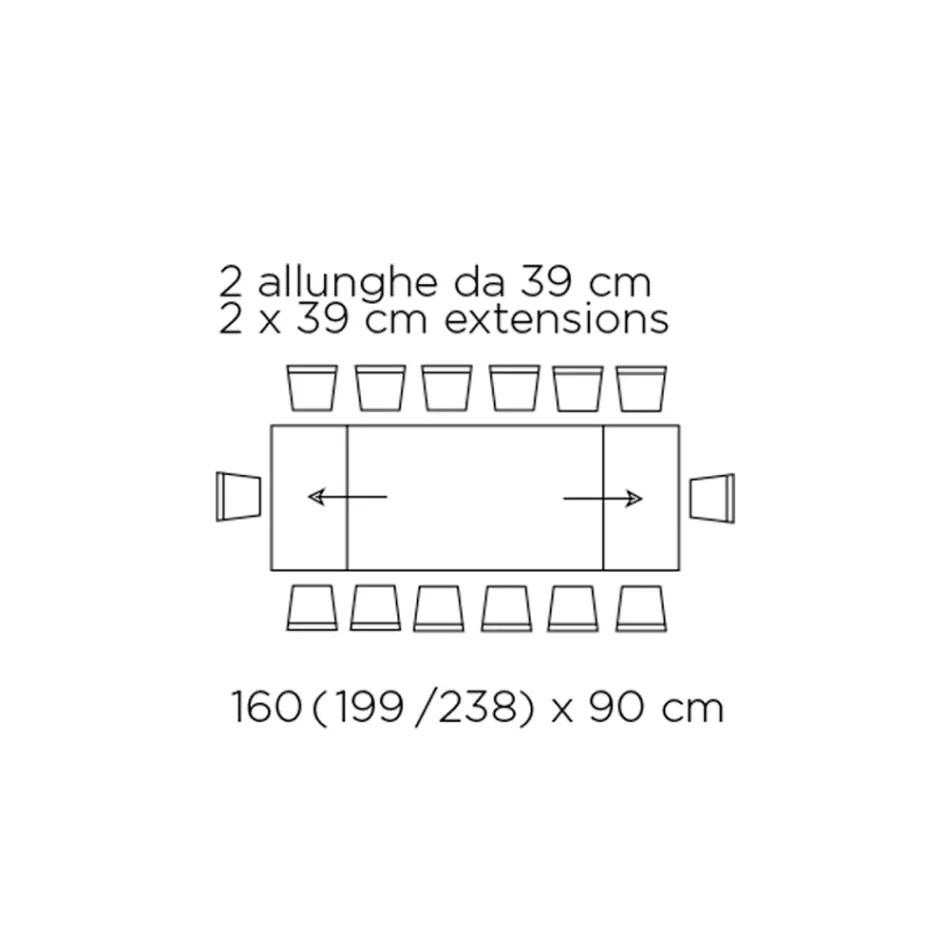 Tavolo con Allunghe Integrate e Base in Acciaio Visone Made in Italy - Dalmata Viadurini