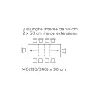 Tavolo con Allunghe Interne e Bordo Folding in Laminato Made in Italy - Gordito  Viadurini