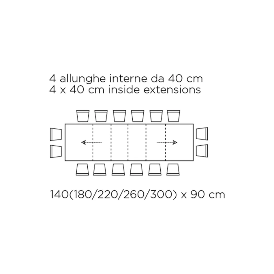 Tavolo con Allunghe Interne e Bordo Folding in Laminato Made in Italy - Gordito  Viadurini