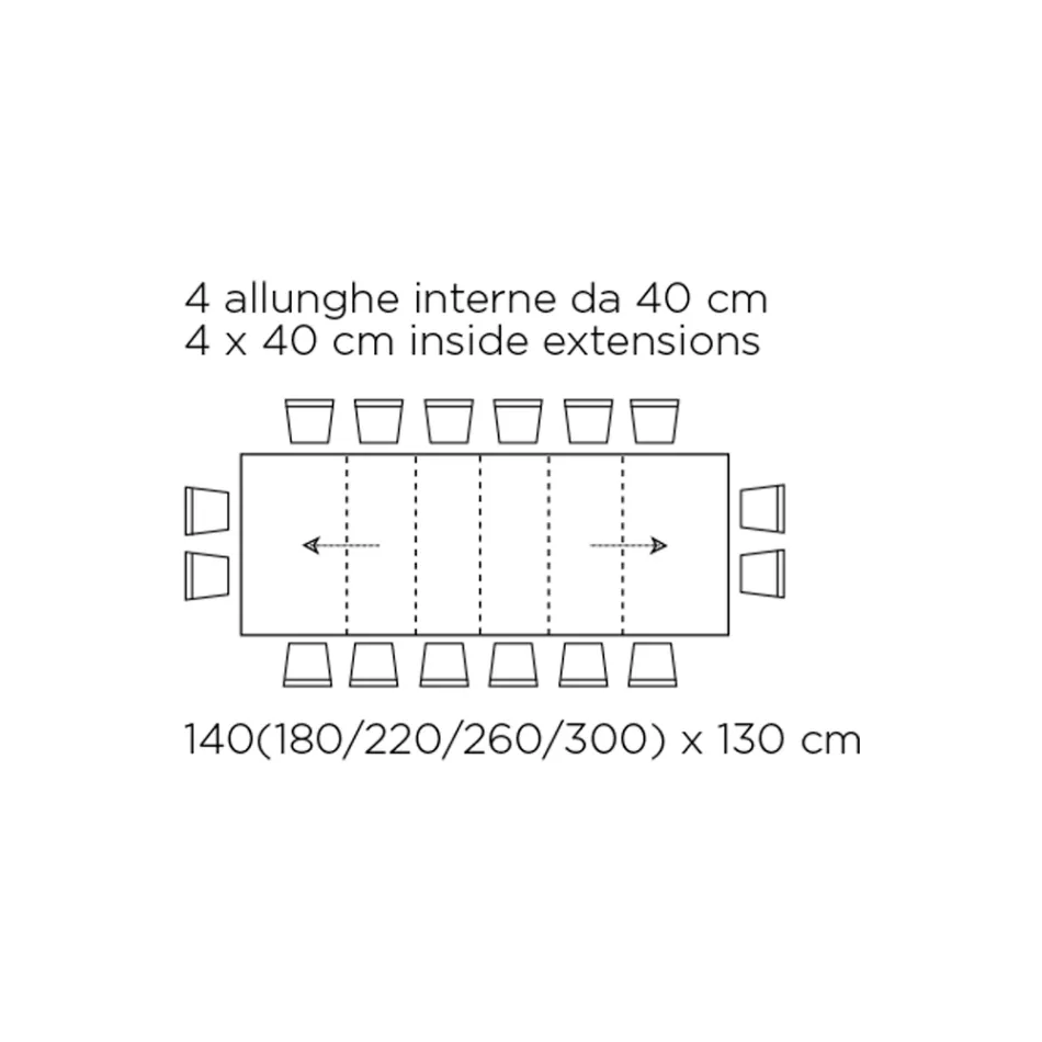 Tavolo con Allunghe Interne e Bordo Folding in Laminato Made in Italy - Gordito  Viadurini