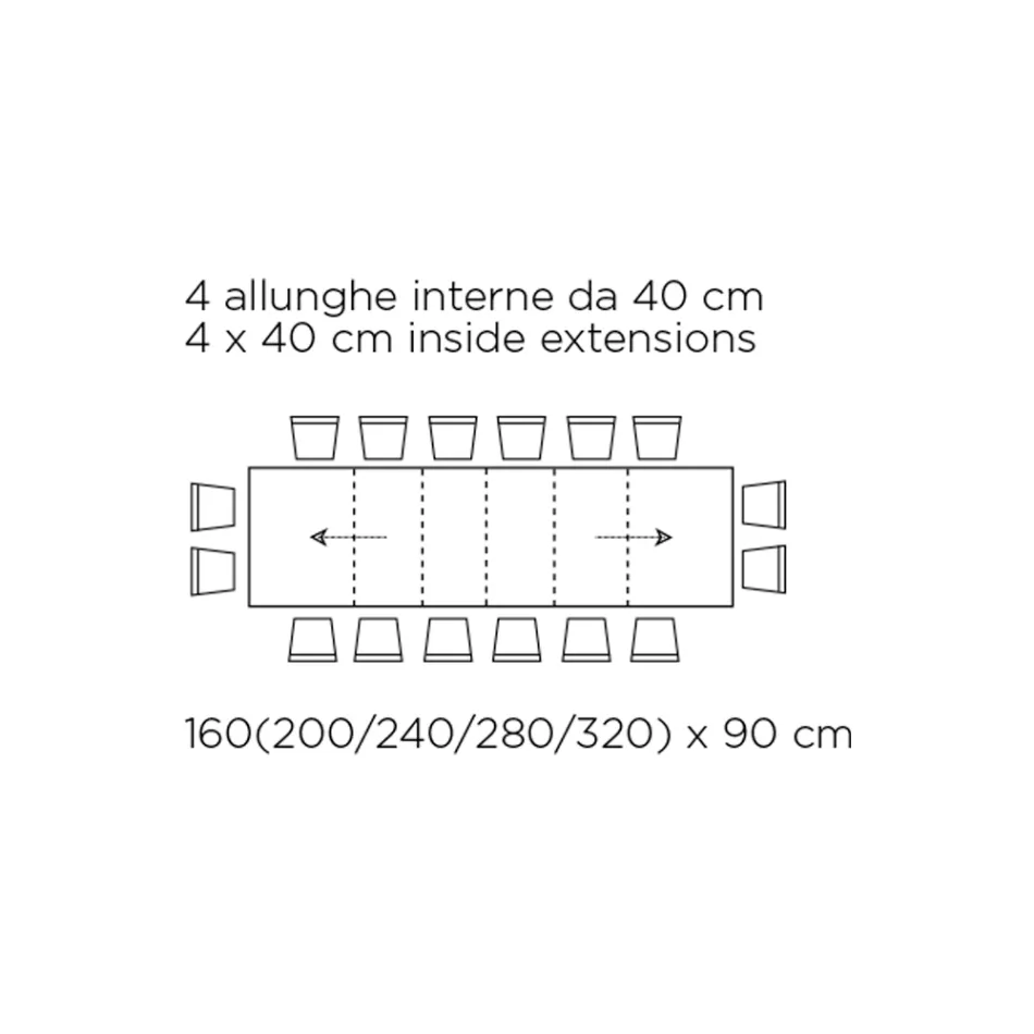 Tavolo con Allunghe Interne e Bordo Folding in Laminato Made in Italy - Gordito  Viadurini