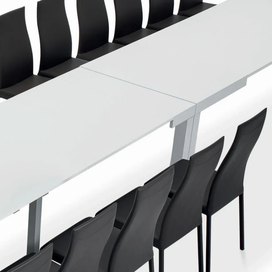 Tavolo con Allunghe Interne e Bordo Folding in Laminato Made in Italy - Gordito  Viadurini