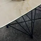 Tavolo con Piano in Ceramica a Botte e Base in Acciaio Made in Italy - Ezzellino  Viadurini