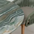 Tavolo con Piano in Ceramica e Base in Teak Made in Italy - Helmet Viadurini