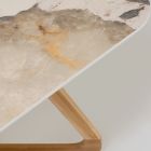 Tavolo con Piano in Ceramica e Base in Teak Massello Made in Italy - Blouse Viadurini