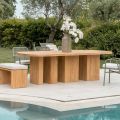 Tavolo con Piano in Teak Spazzolato con Angoli Stondati - Destinazione